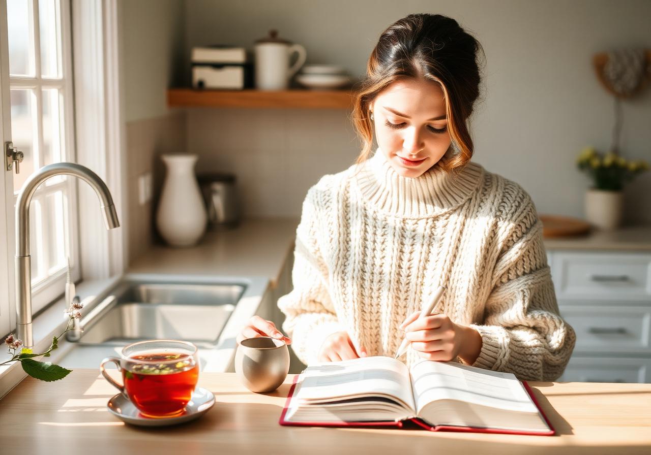 A peaceful moment of journaling and reflection